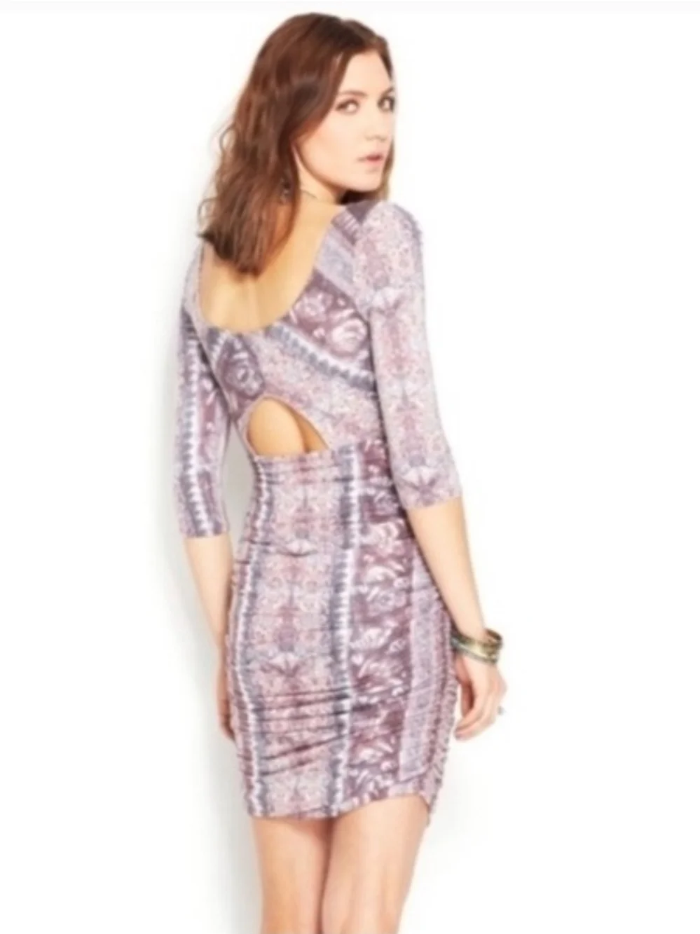 Free People Jasmine Boho Ruched Bodycon Dress
